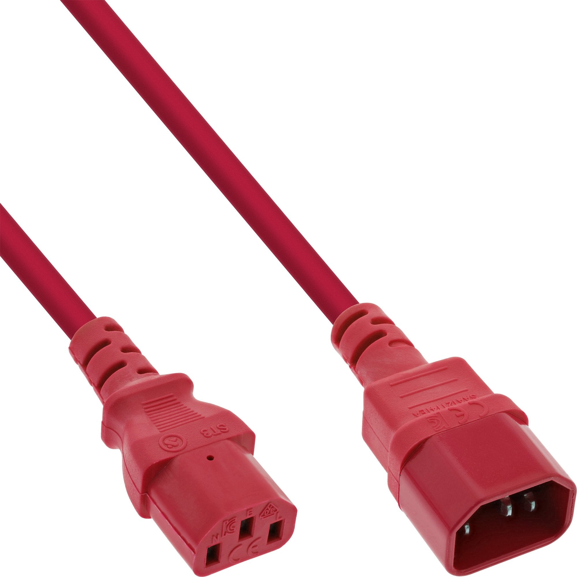Inline® Cold Device Extension, C13 / C14, Rojo, 2m