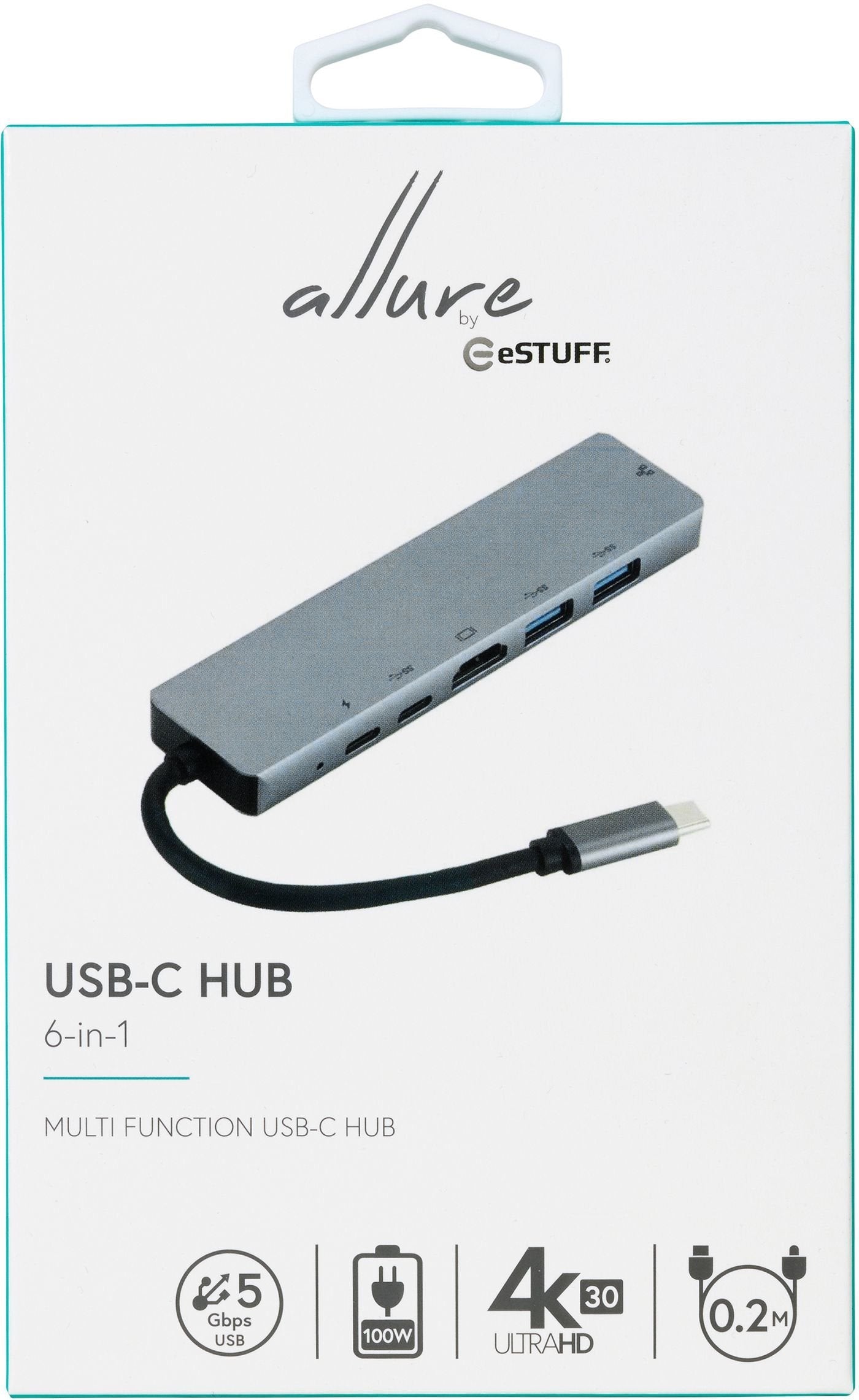 Estuff Es623012 Base Para Portátil Y Replicador De Puertos Usb 3.2 Gen 1 (3.1 Gen 1) Type-C Gris