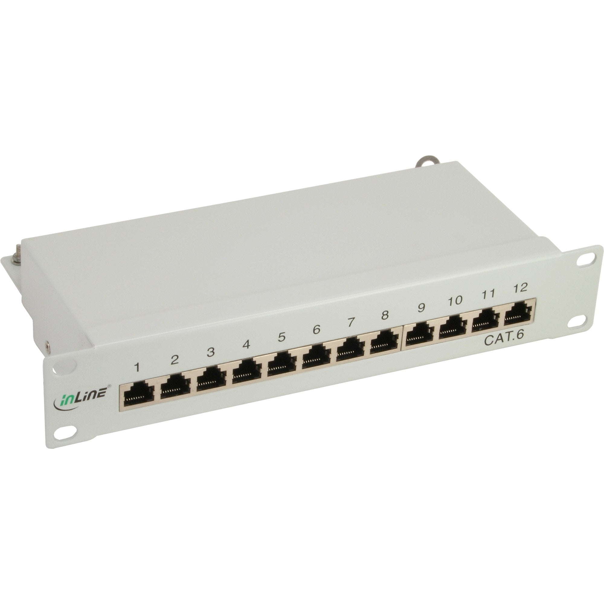 Patch Panel Inline 10" Cat.6 12 Puertos 1u Gris Claro Ral7035