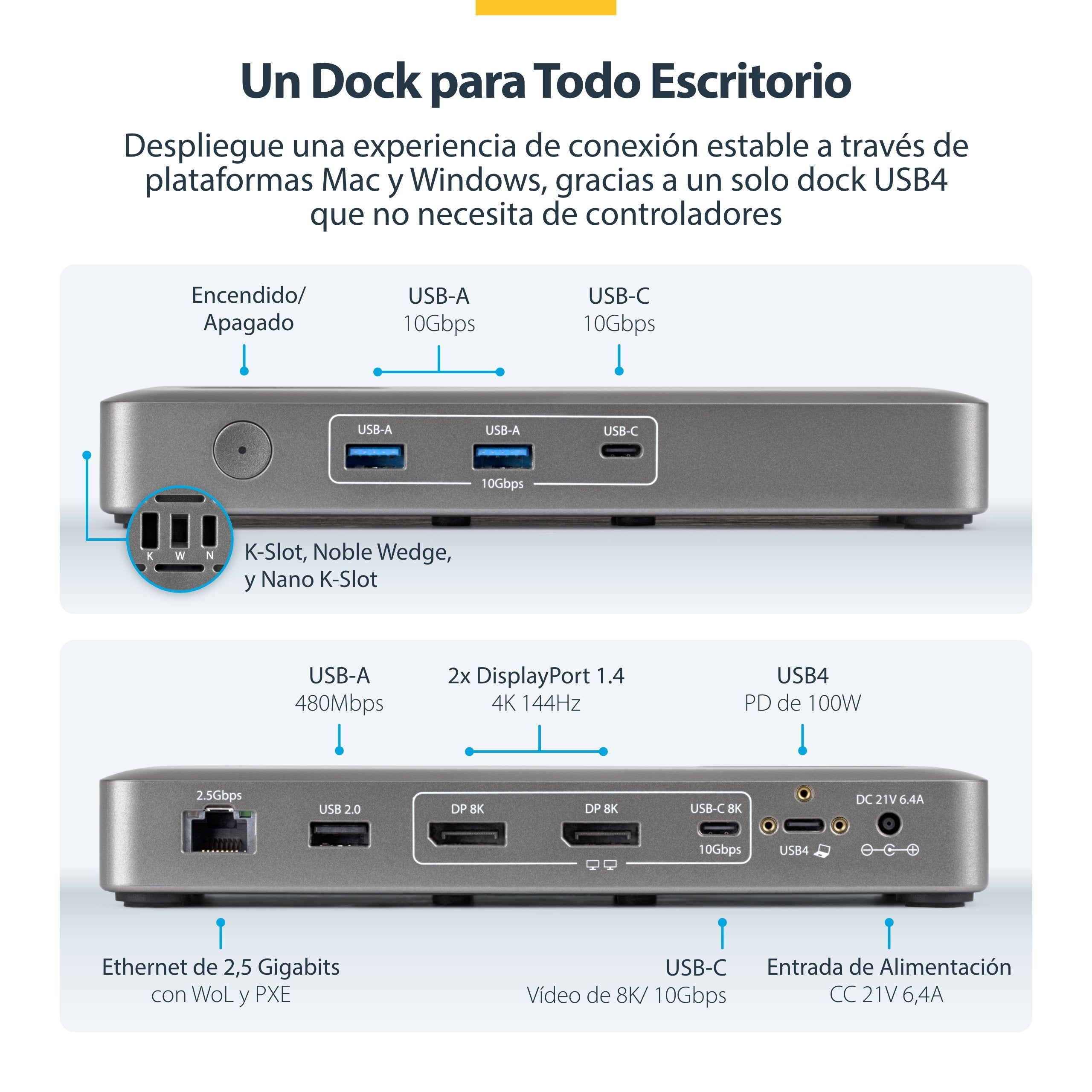 EAN 0065030921930 - StarTech.com 208UE-USB4-DOCK base para portátil y replicador de puertos Alámbrico Gris imagen 5