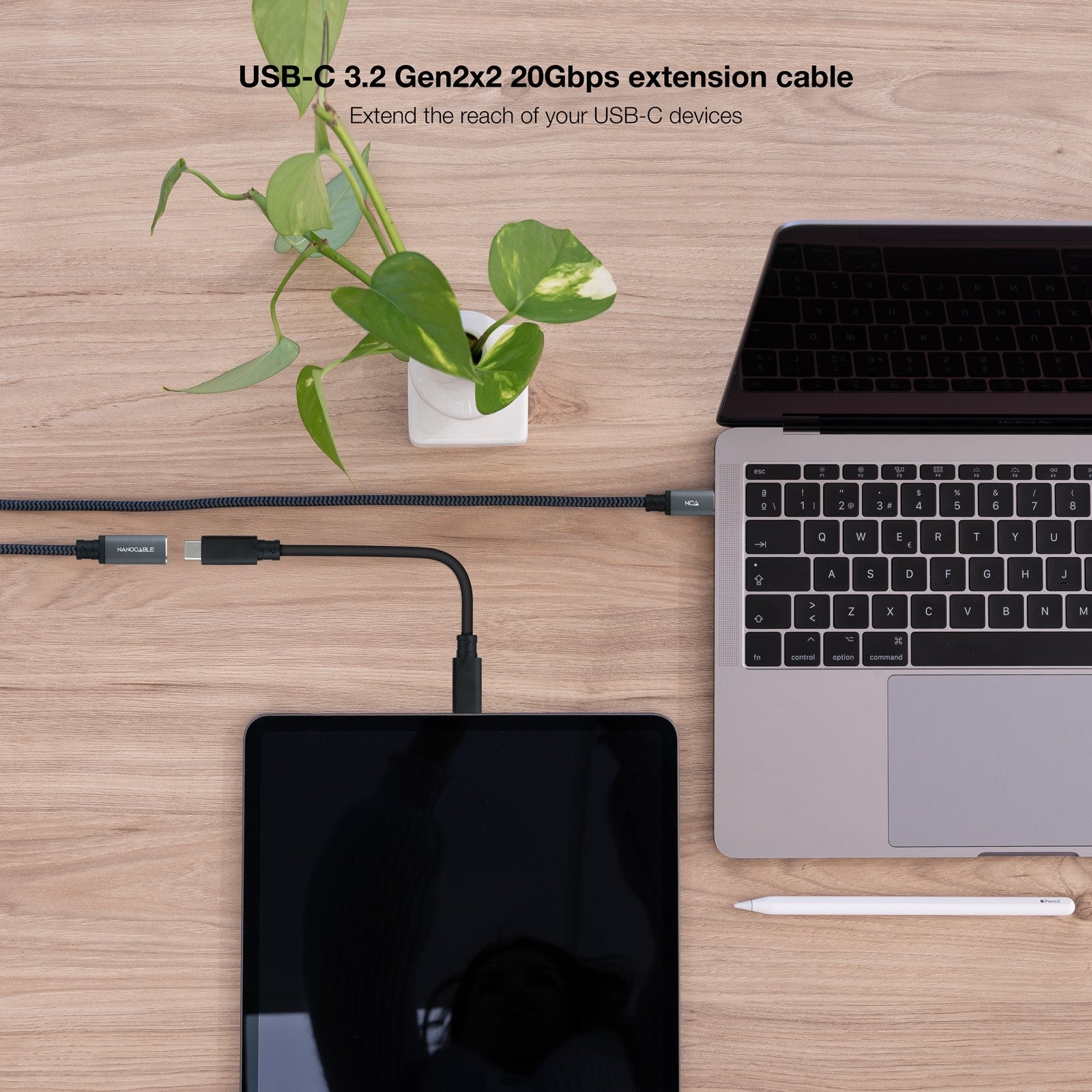 Cable Usb 3.2 Gen2x2 100w 4k/60hz Usb-C M/H 0.5 M