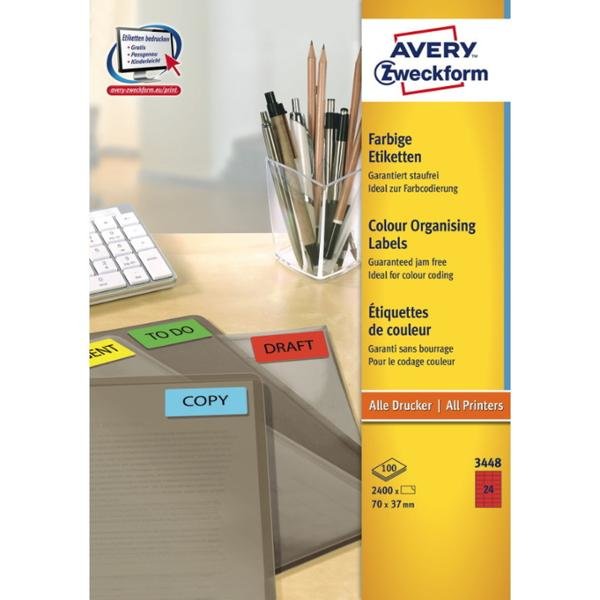 Avery Zweckform Etiquetas 3448 Rojo 70,0 X 37,0 Mm