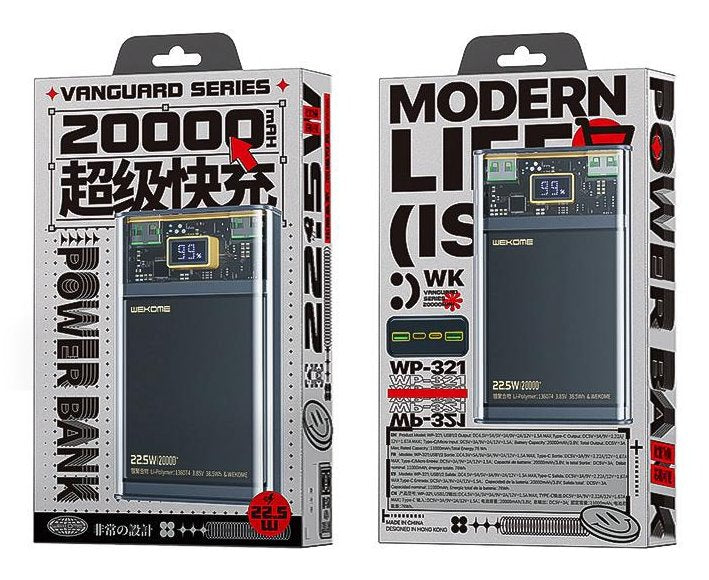 EAN 6941027632048 - WEKOME WP-321 Polímero de litio 20000 mAh Cargador inalámbrico Negro, Transparente imagen 2