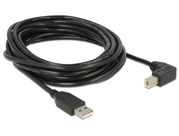 Cable Delock  Usb 2.0 Typ-A Stecker > Usb 2.0 Typ-B Stecker Gewinkelt 5m Schwarz