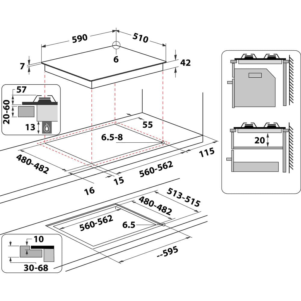 EAN 8003437644276 - Whirlpool AKT 6465/NB1 Negro Integrado 60 cm Encimera de gas 4 zona(s) imagen 5