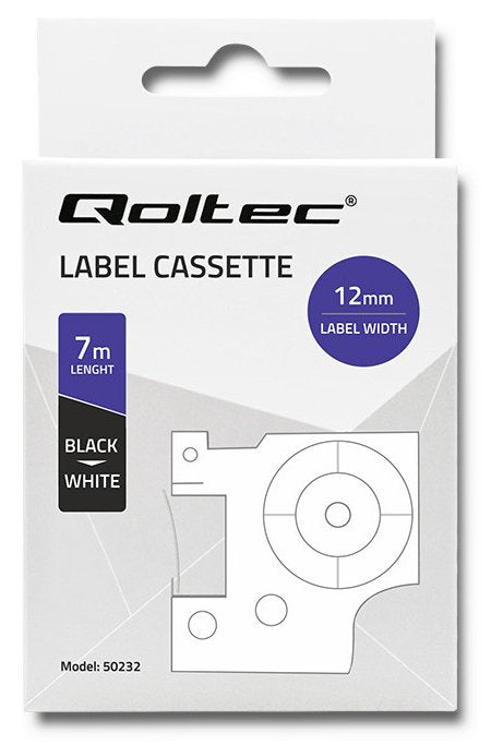 Qoltec Tape For Dymo D1 45013 12mm X 7m Blanco Negro Overprint