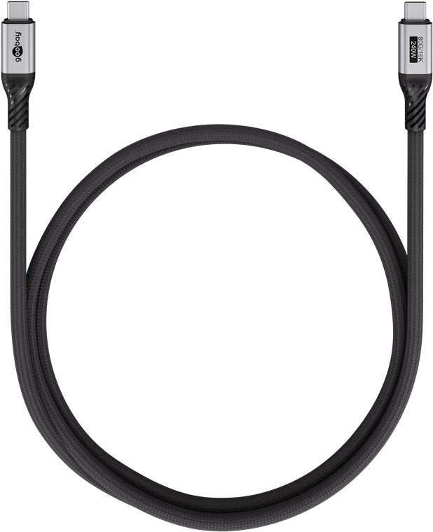 Cable De  1,50m Usb 4 G3x2 80gbps Pd240w Usb-C Macho A Usb-C Macho Negro Video 16k@60hz Datos Y Carga