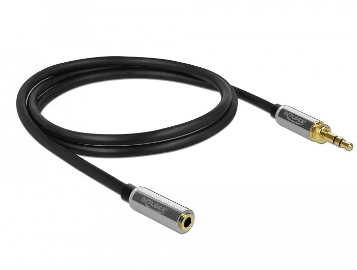 Delock Cable De Extensión Estéreo De 3,5 Mm, 3 Pines Macho A Hembra Con Adaptador De Tornillo De 6,35 Mm, 3 M