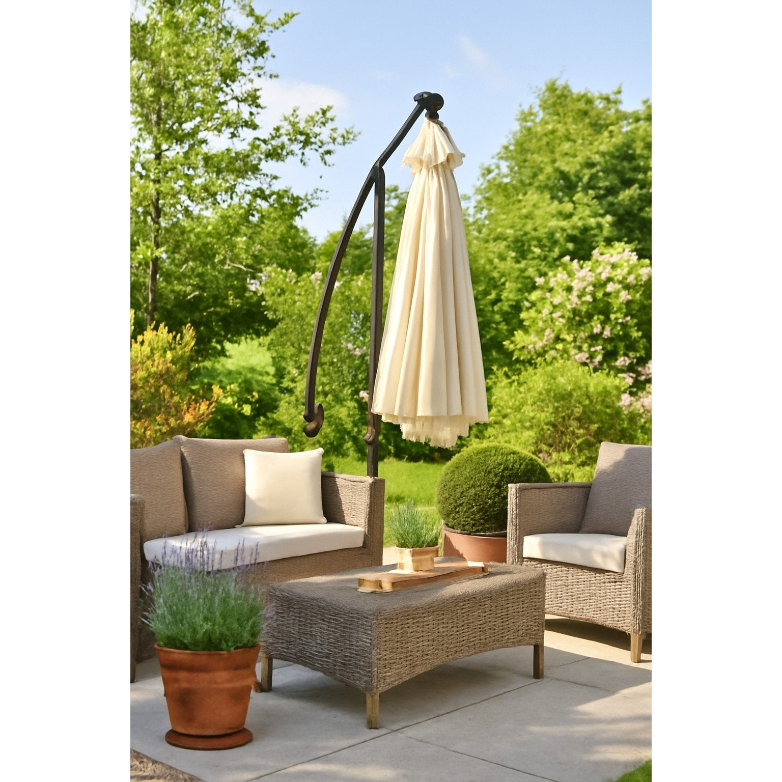 Black Forest Parasol Ogrodowy Z Boczkami Na Wysiegniku 3m Duzy Bezowy L-0713n