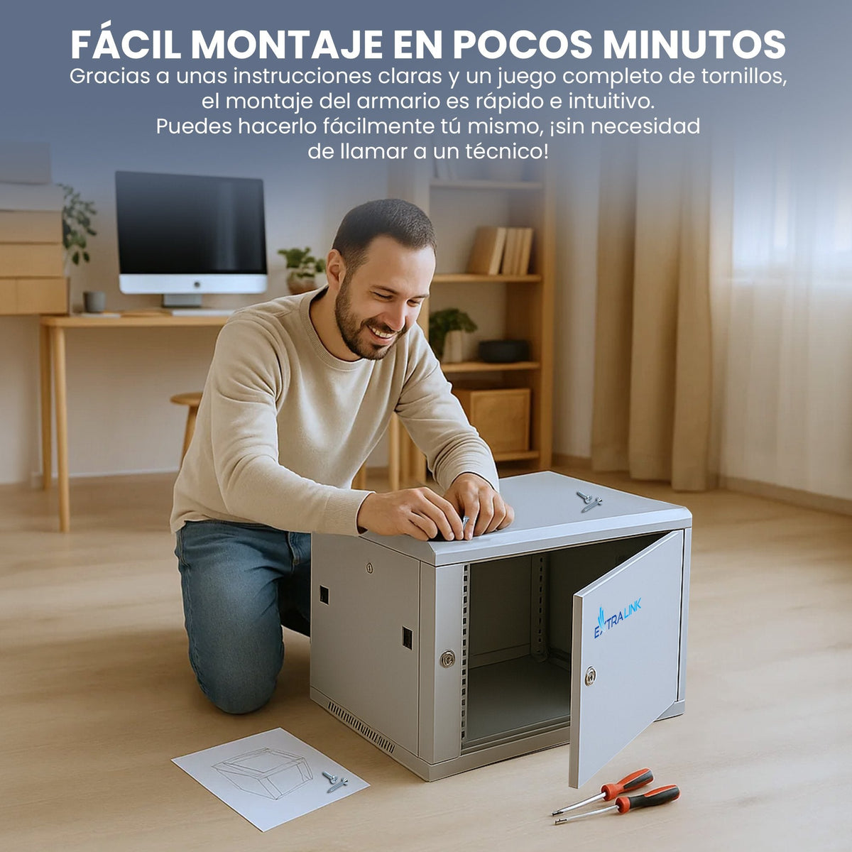 Armario De Pared Rack Extralink 9u 600x450
