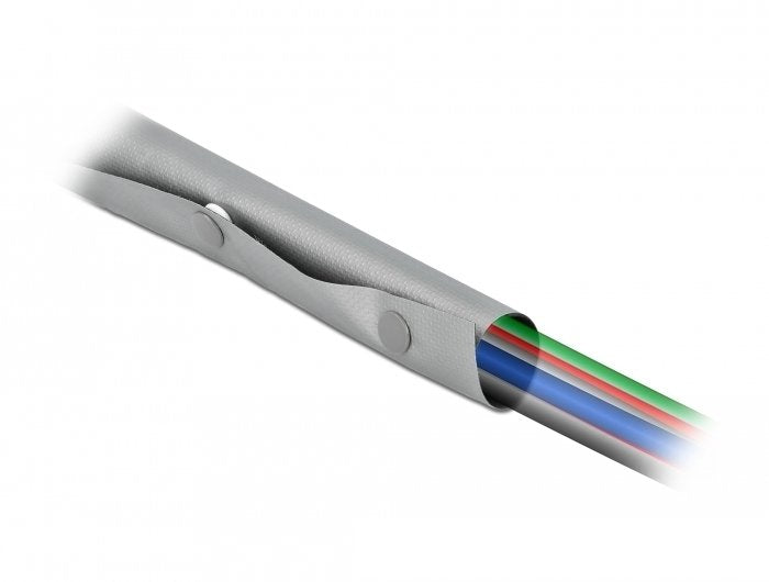 Delock Cableschutzschlauch Mit Knopfverschluss Hitzebeständig 2 M X 20 Mm Grau   Schwarz