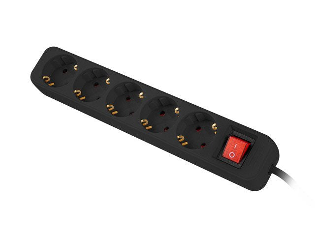 Regleta Lanberg 5 Tomas Schuko Con Protecion Negra 3m