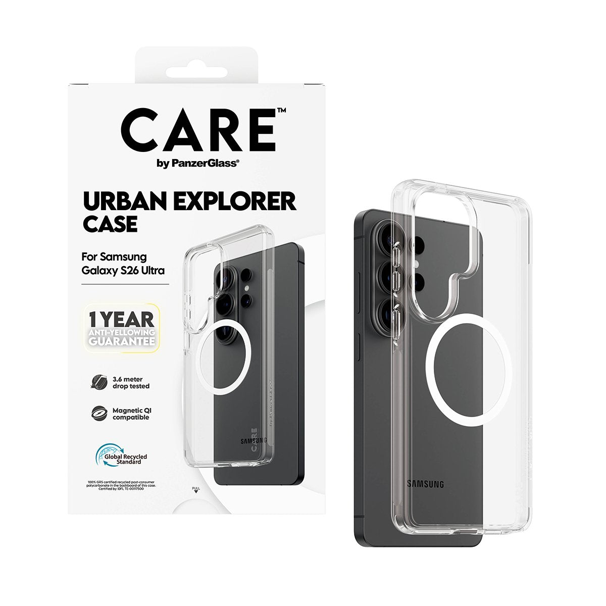 Panzerglass Care Urban Explorer Case Transp.W. Blanco Qi Samsung Galaxy S26 Ultra