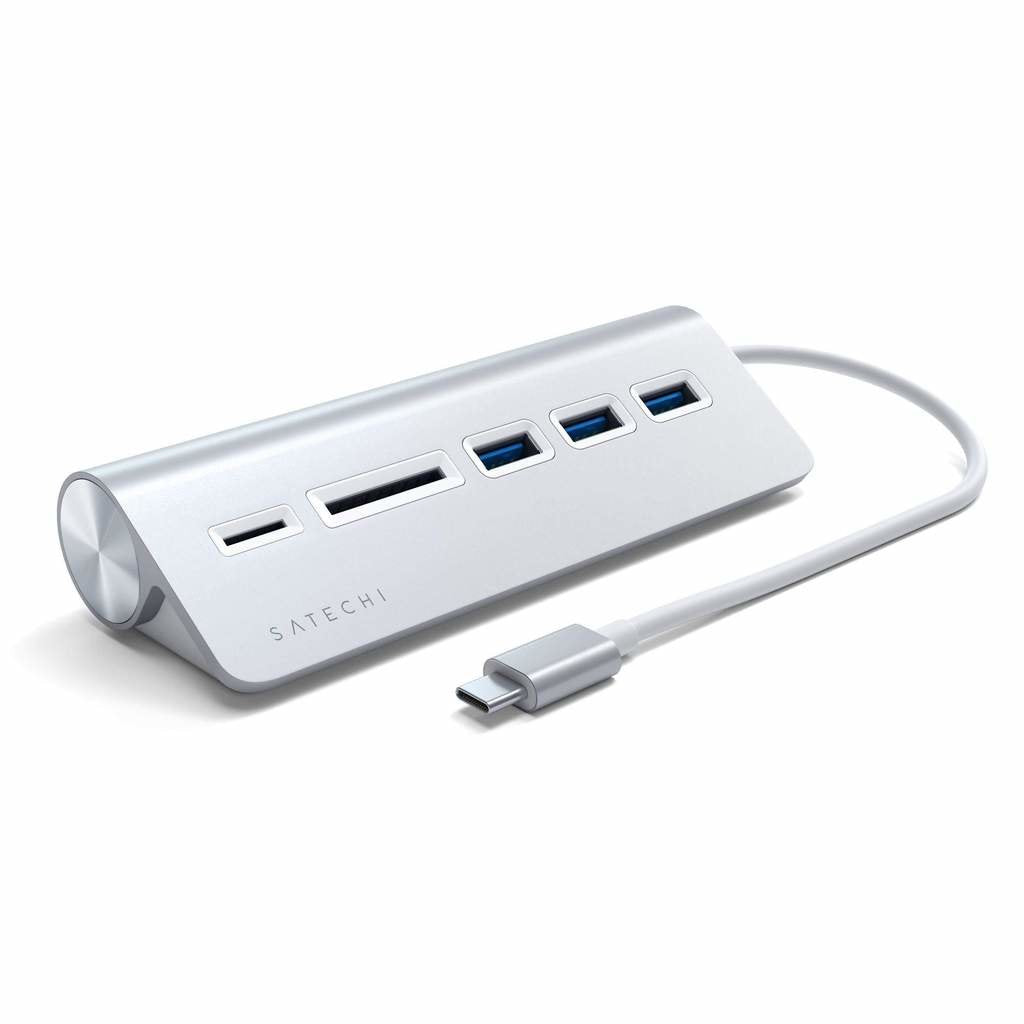 Satechi Aluminium Hub Combo Usb-C (3x Usb-A, Czytnik Kart Micro/Sd) (Srebrny)