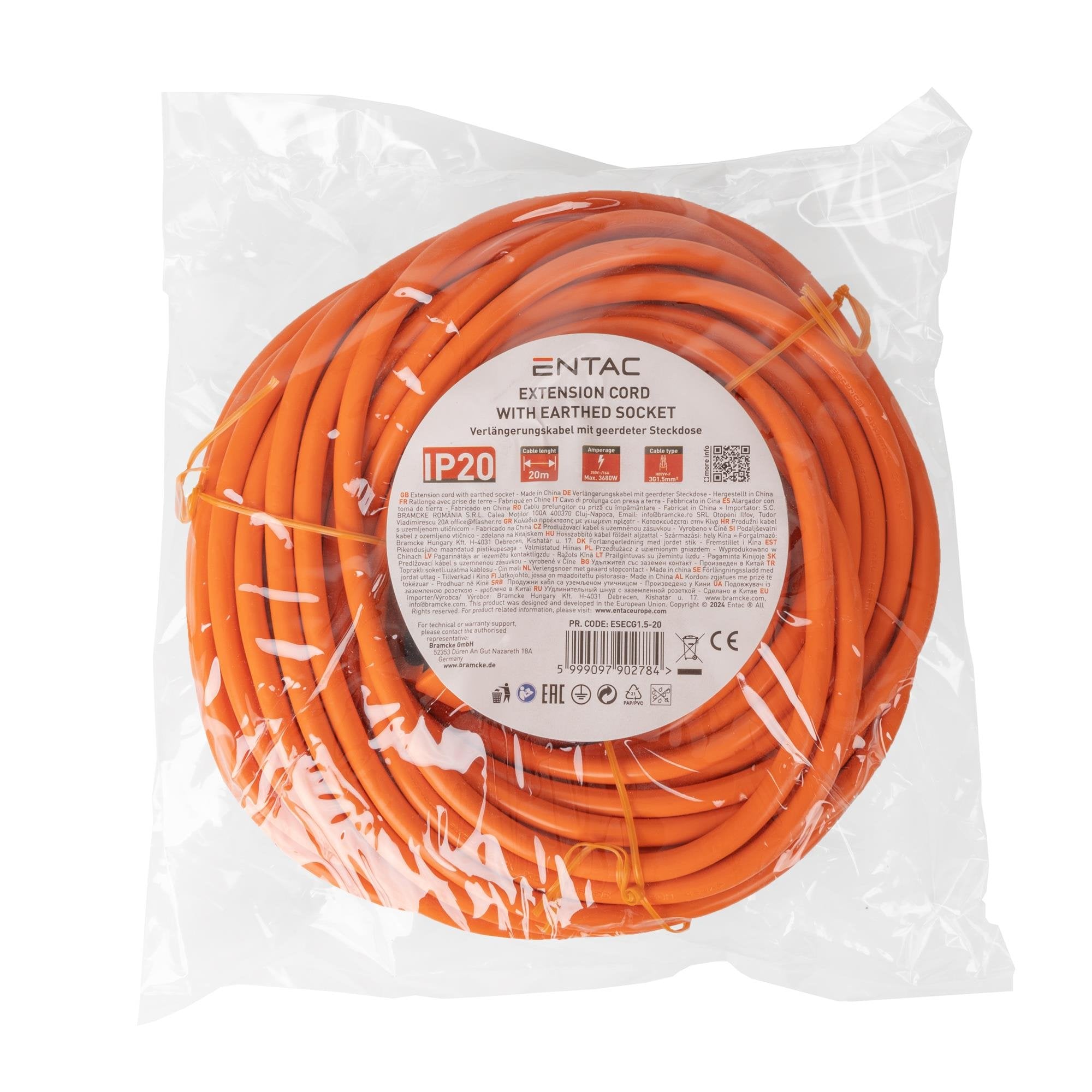 Entac Verlängerungscable 20m Naranja Ip20