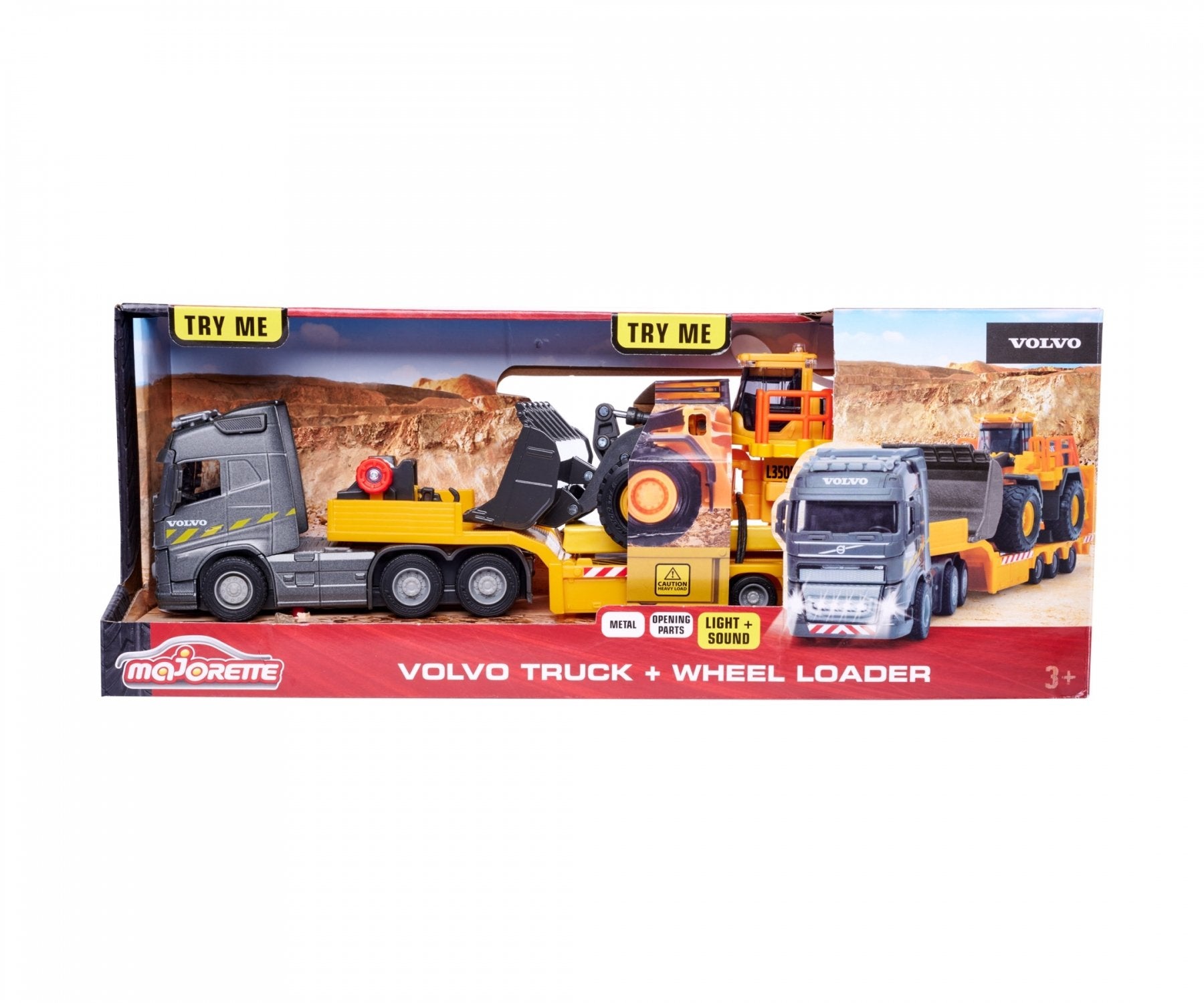 Vehículo De Juguete Majorette  Volvo Truck Fh-16 Con Remolque Y Pala Cargadora