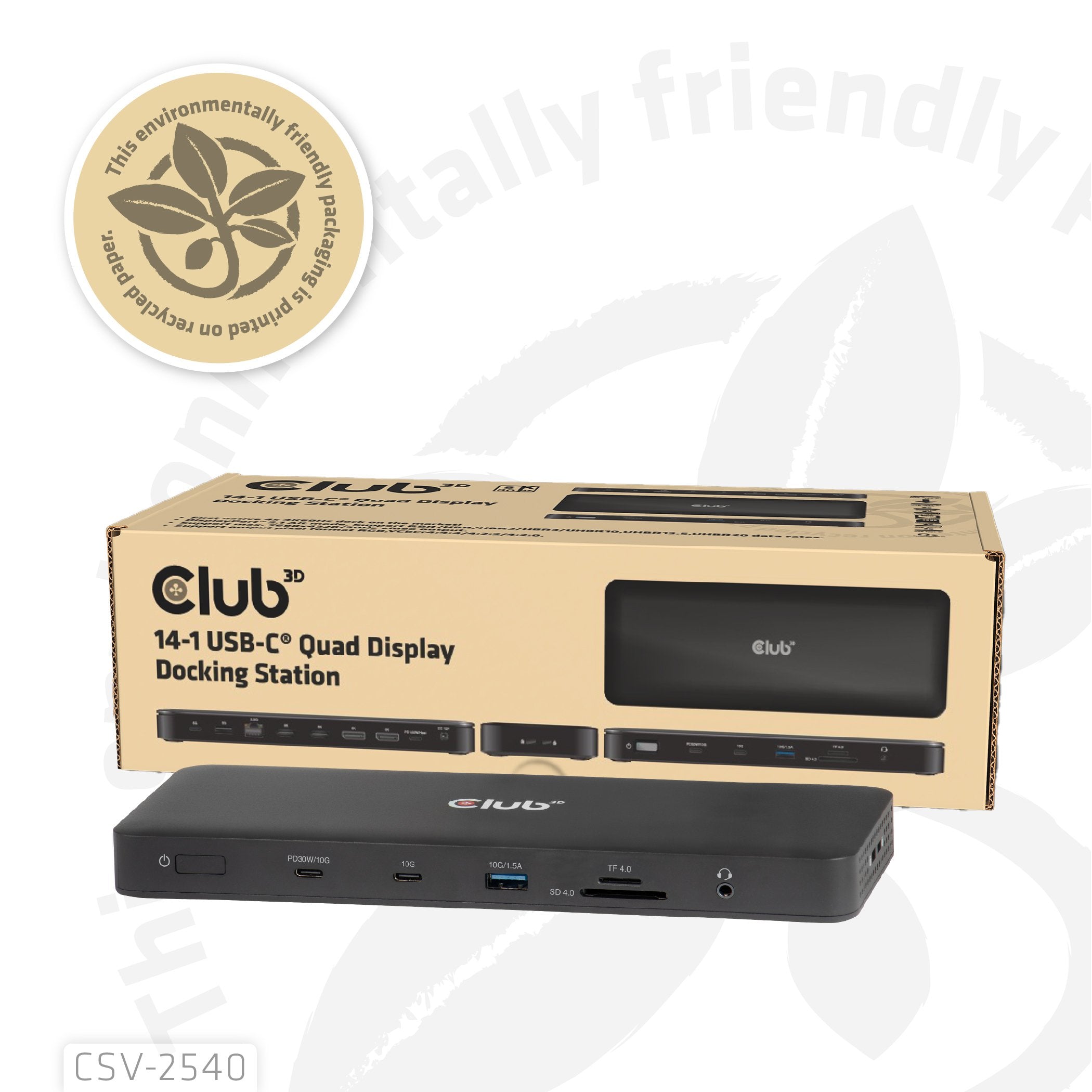 Club3d Usb-C 14in1-Dock>2xdp2.1 2xhdmi 3xusb-C 4k60hz Pd100w Retail