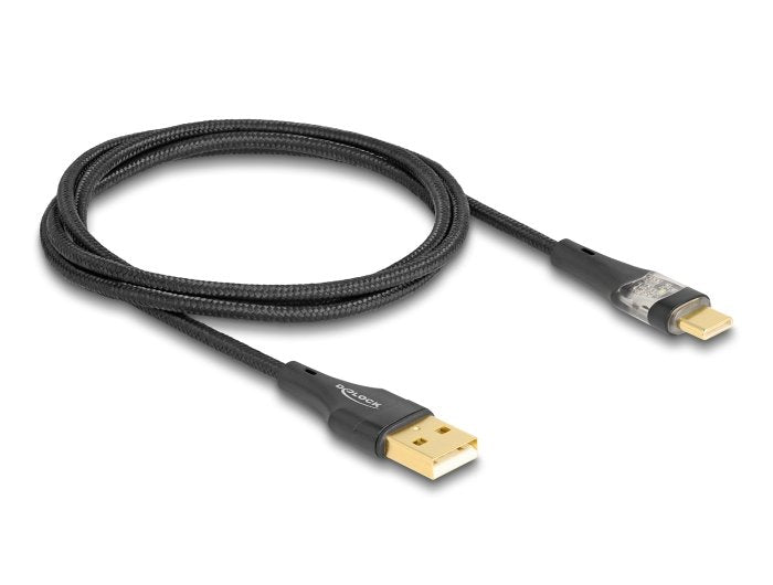 Delock 80760 Cable Usb 2.0 Tipo-A Macho A Usb Type-C Macho Con Carga Rápida 60 W Transparente 1 M