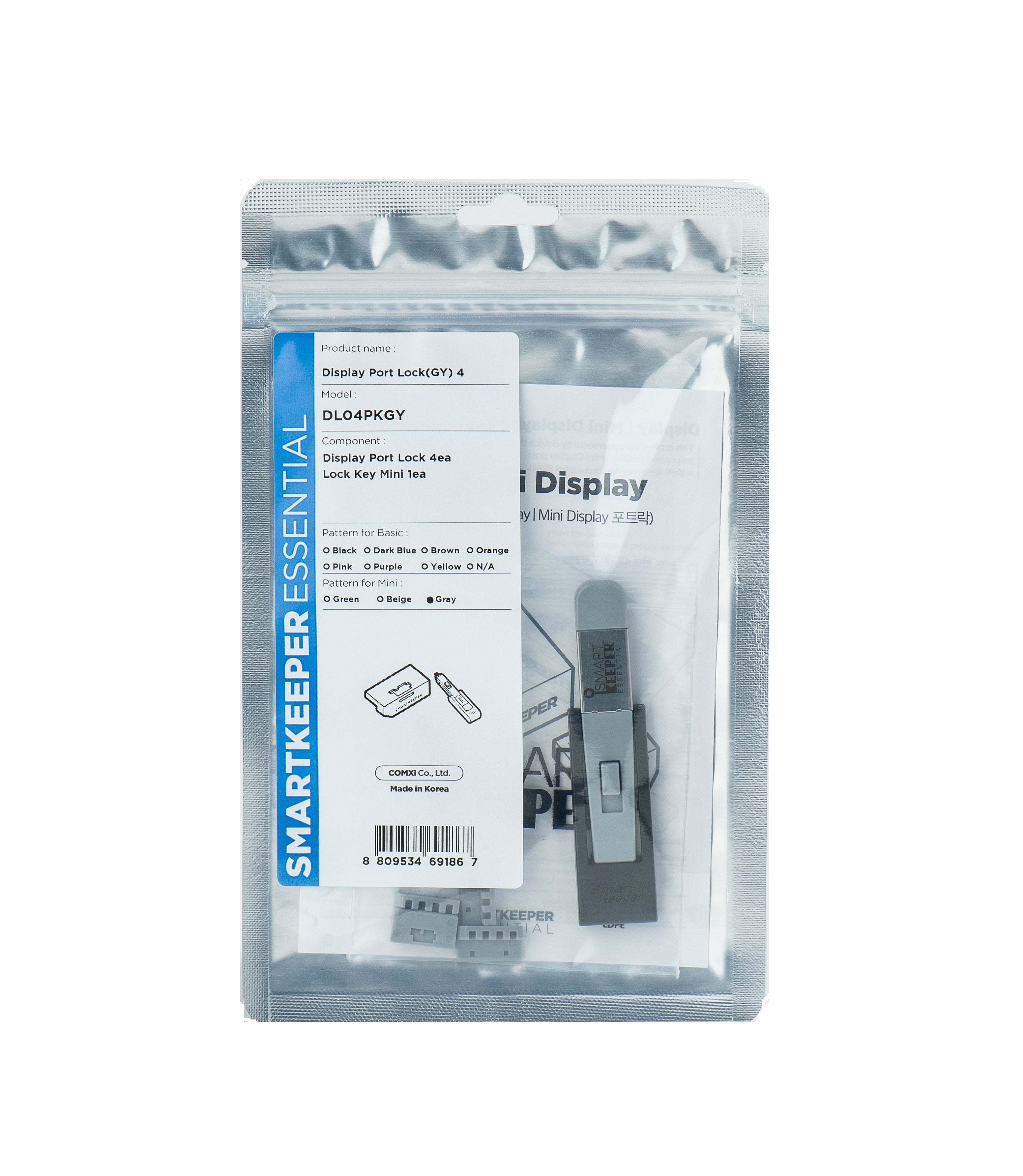 Smartkeeper Mini Displayport Lock 4 - 1x Klíc + 4x Záslepka, Edá