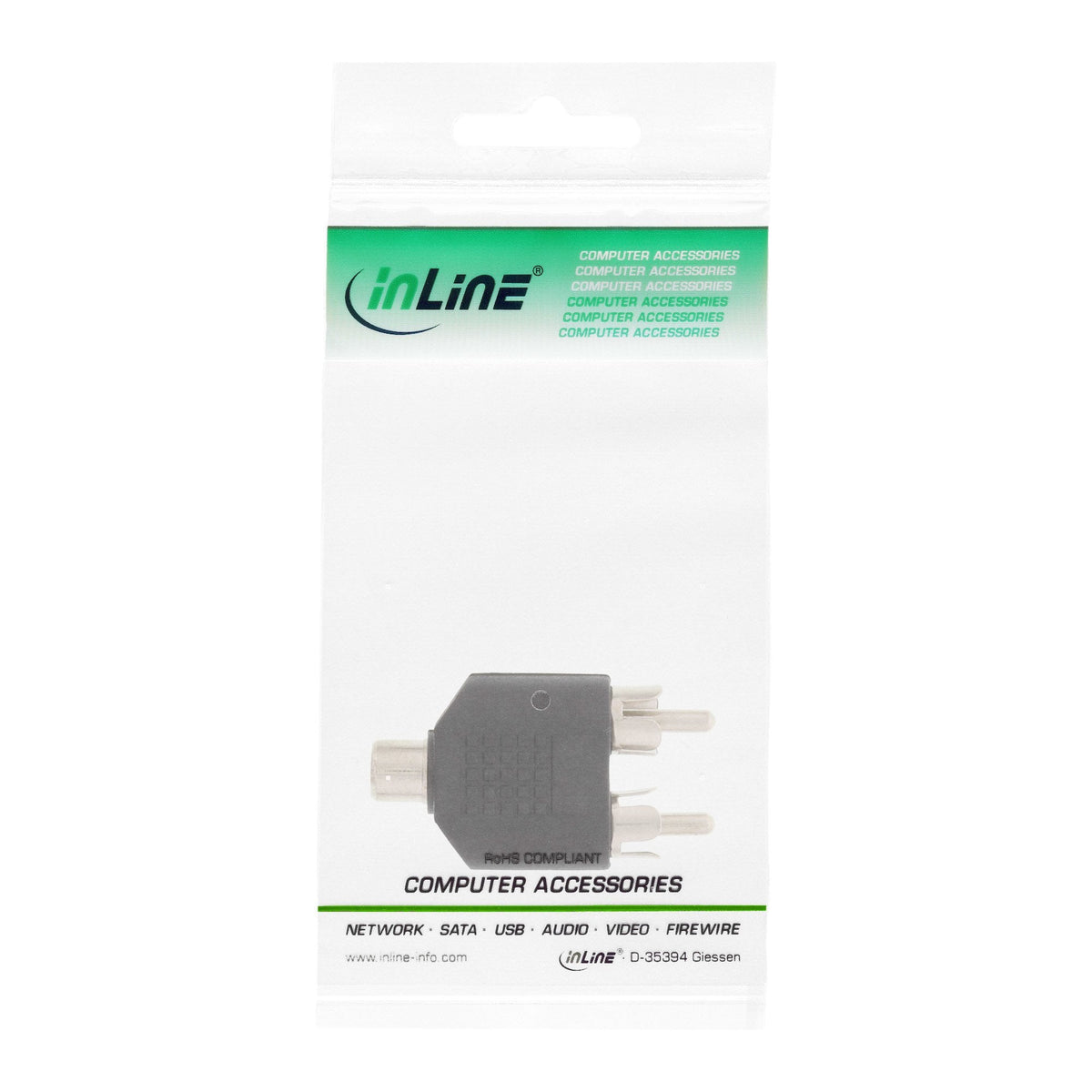 Adaptador De Audio Inline Rca Hembra A 2x Rca Macho