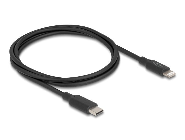 Delock 85410 Cable De Carga Y Datos Delgado Usb Type-C A Lightning Para Iphone, Ipad, Ipod Negro 1 M Mfi