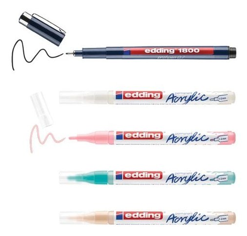 EAN 4057305063205 - Edding Manga Stifte Set Mehrfarbig Beige, Negro, Azul claro, Rosa, Blanco 5 pieza(s) imagen 2