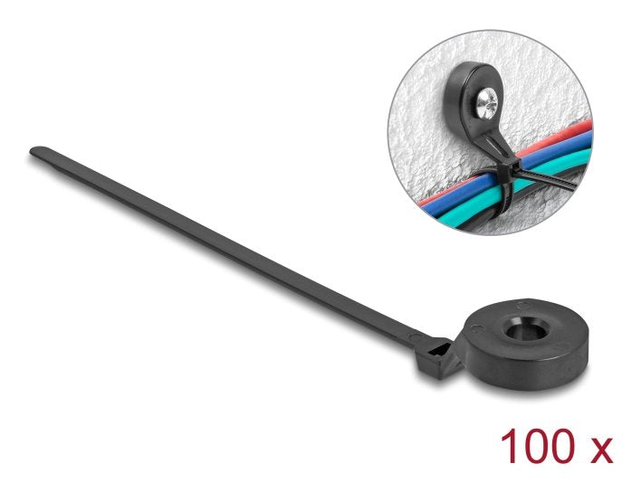 Delock Kabelbinder Con Befestigungsöse L 180 X B 6 Mm Negro 100 Piezas