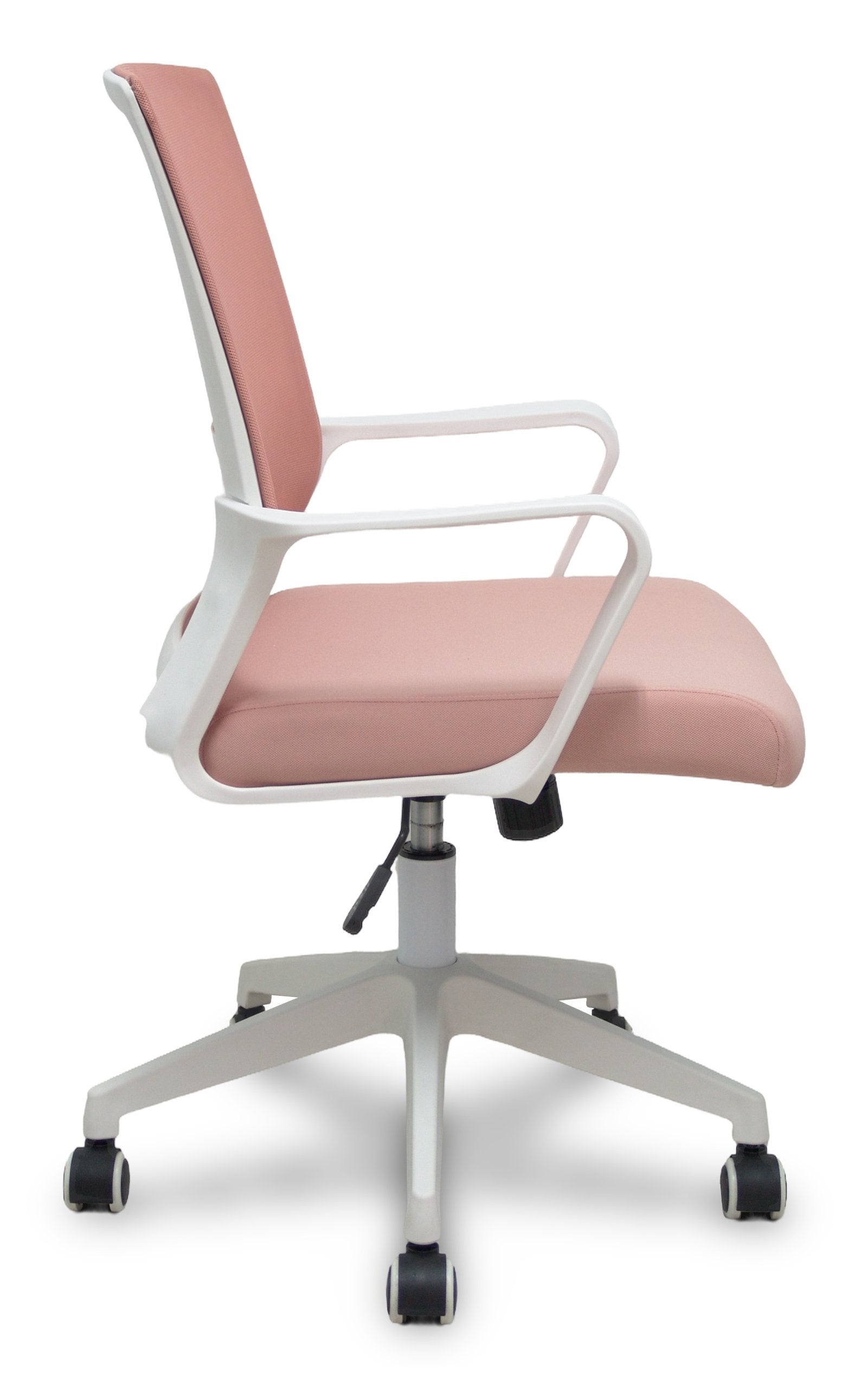Piqueras Y Crespo Forol Silla Ergo535 Blanca Basculante Respaldo Malla Rosa Asiento Tela Rosa Ruedas Nailon