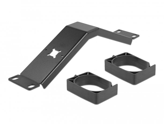 Delock Panel De Gestión De Cables De 10" Con 2 Ganchos En Ángulo 1u Negro