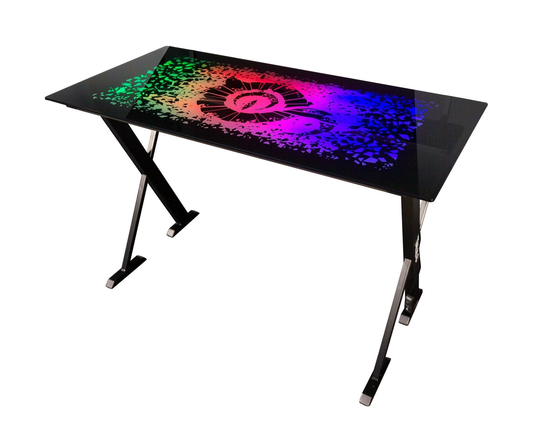 Talius Mesa Gaming Warship X1 Con Iluminacion Led Rgb - Tablero De Cristal Templado 120x60cm - Mando En El Cable - Patas De Acero - Hasta 60kg - Color Negro