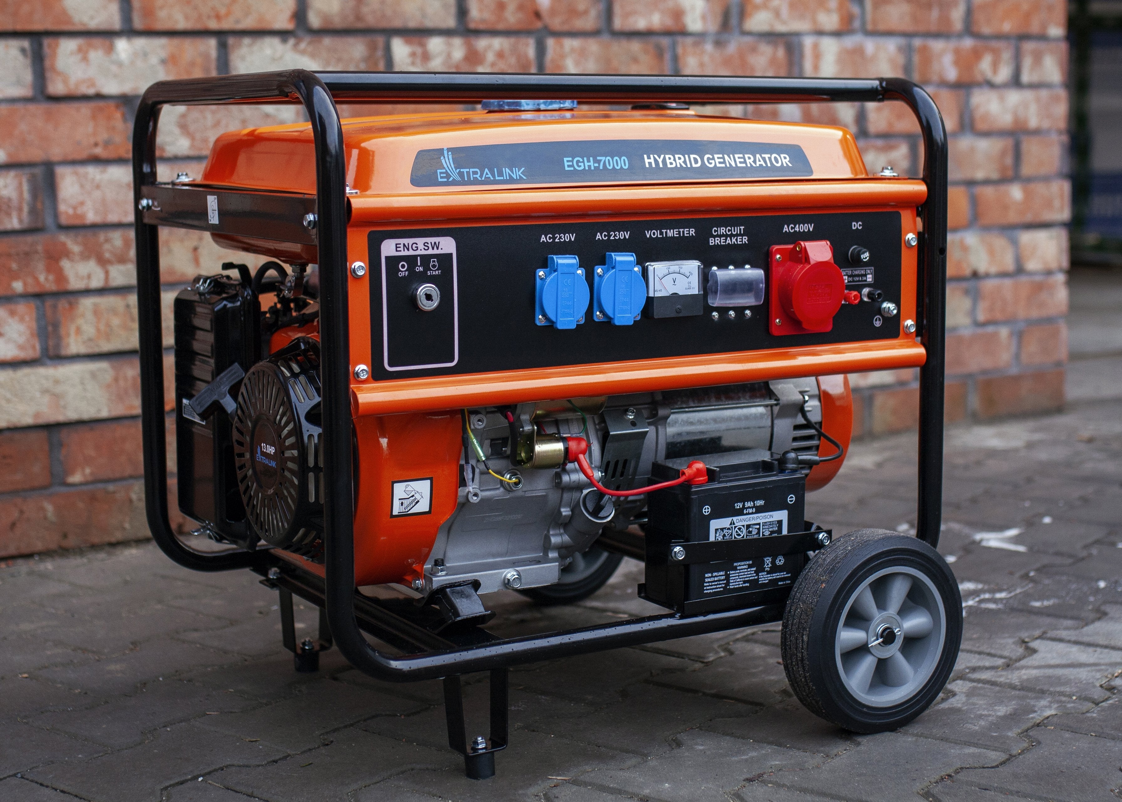 Extralink Ex.30714 Motor-Generador 7000 W 25 L Gasolina Negro, Naranja