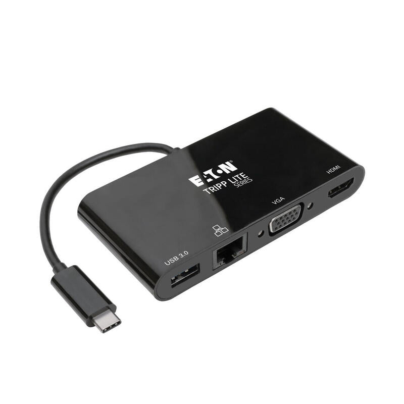 Eaton Tripp Lite Usb-C Multiport Adapter 4k Hdmi Vga Usb-A Gbe Hdcp Black