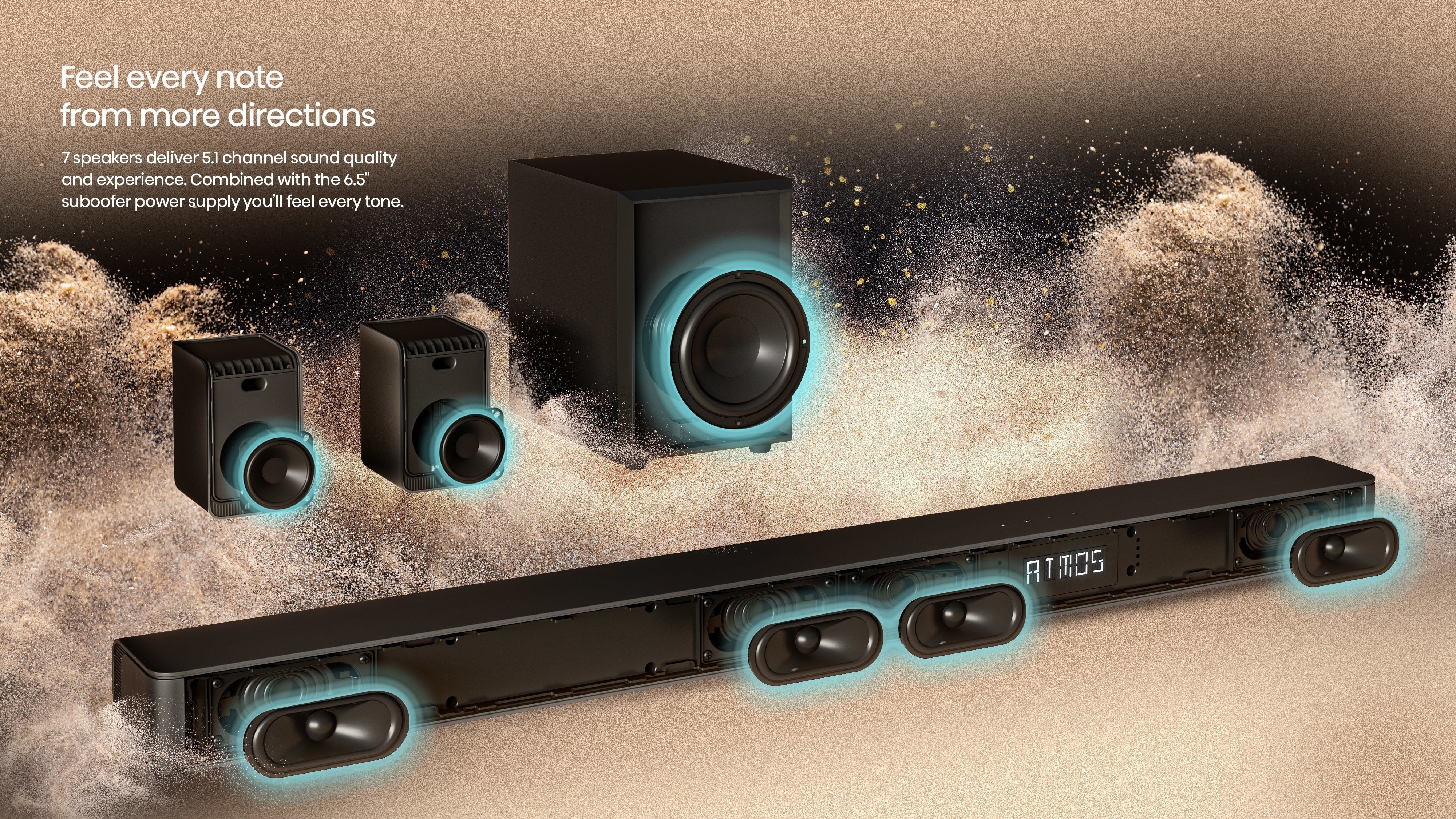 Altavoces  Hisense Ax5100g Barra Sonido 5.1 340w  Bt Hdmi Traseros Inal