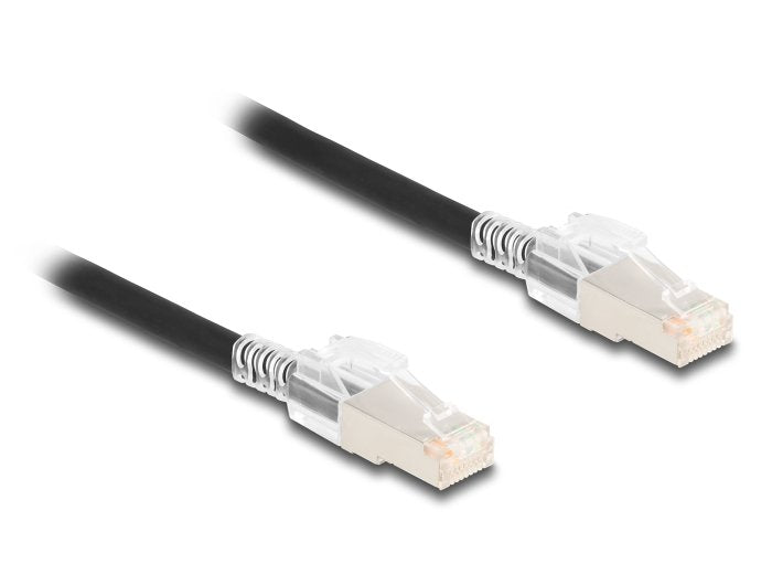 Delock 80254 Cable De Red Rj45 Cat.6a S/Ftp Con Juego De Clips De Seguridad, 0,5 M, Negro