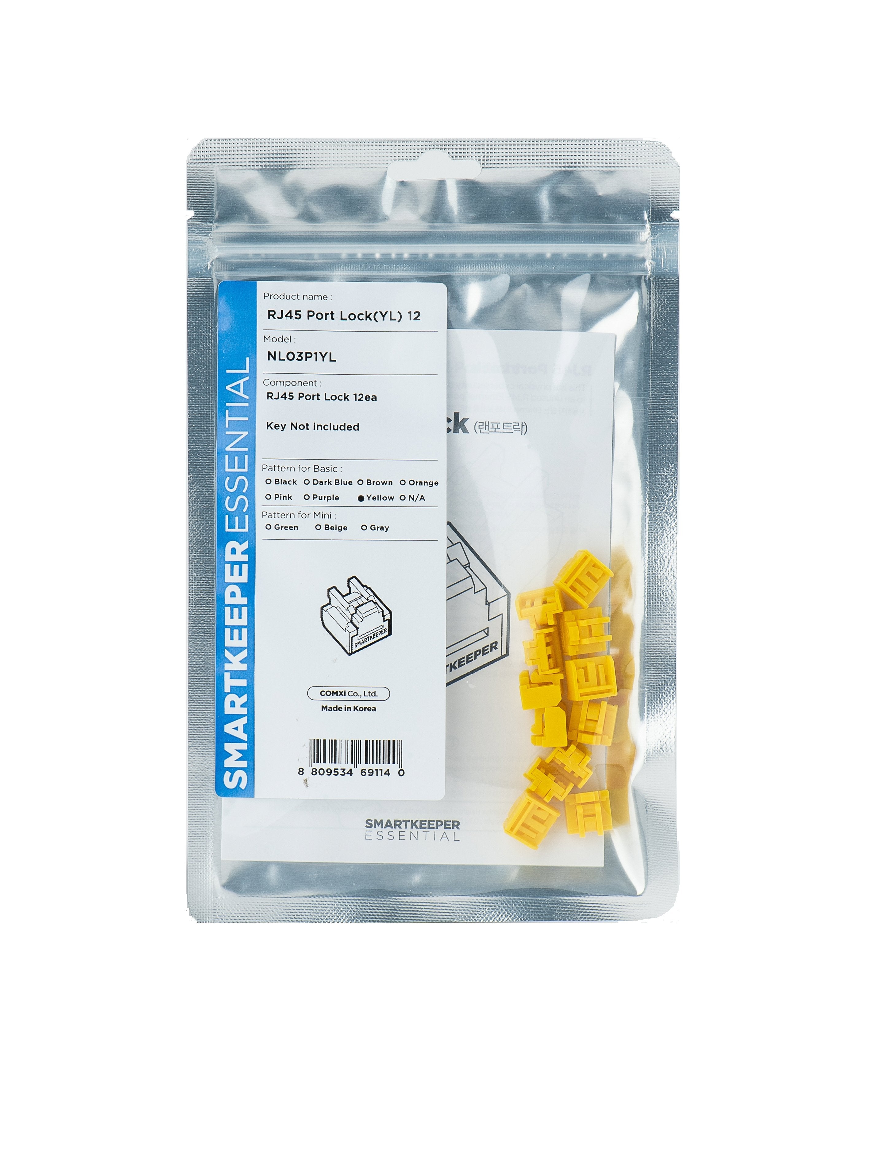 Bloqueador Smartkeeper Basic "Puerto Rj45" Amarillo 12 Piezas.