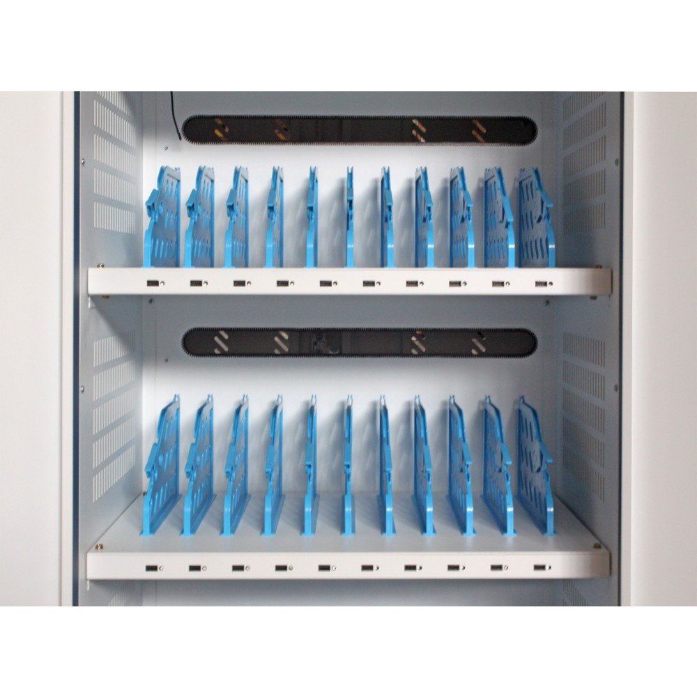 Techly I-Cabinet-30duty Carrito Y Armario De Dispositivo Portátil Carro De Gestión Y Carga Para Dispositivos Portátiles Blanco, Azul