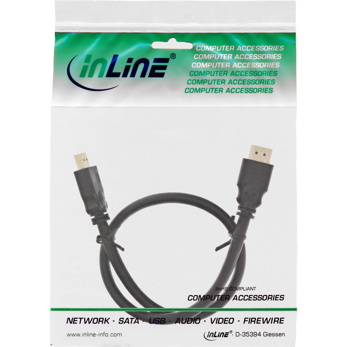 Cable Inline Hdmi De Macho A Macho Negro 1,5m