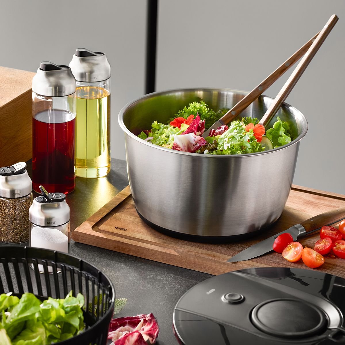 Gefu Push It Salatschleuder Edelstahl