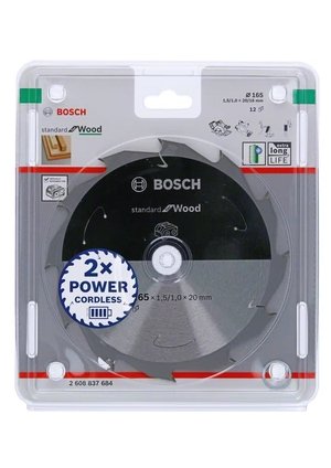 Hoja De Sierra Circular Bosch Professional Standard Para Madera, Ø 165 Mm, Orificio 12z De 20 Mm, Para Sierras Circulares Portátiles A Batería 2608837684