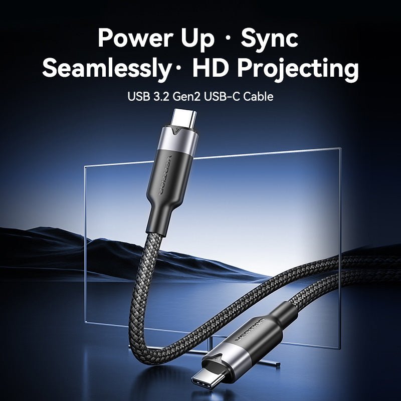 Cable Usb 3.2 Tipo-C 5a Vention Trgwd Usb Tipo-C Macho Usb Tipo-C Macho Hasta 100w 10gbps 50cm Blanco