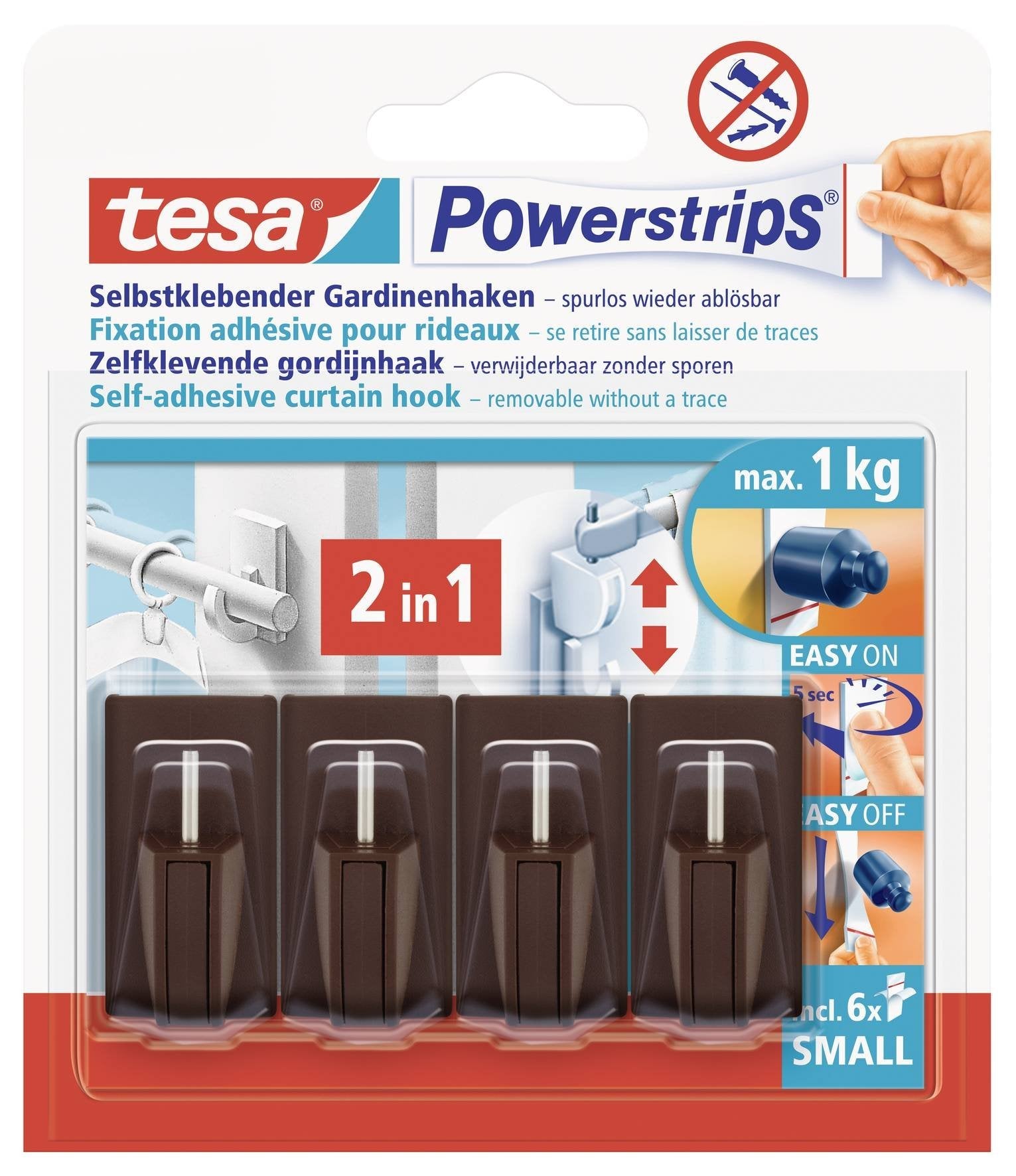 Tesa Powermrips Vario-Gardinenhaken Marrón