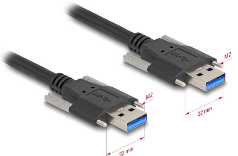 Delock Usb 5 Gbps Cable Typ-A Stecker Zu Typ-A Stecker Mit Schraubenabstand 22 Mm 1 M Schwarz