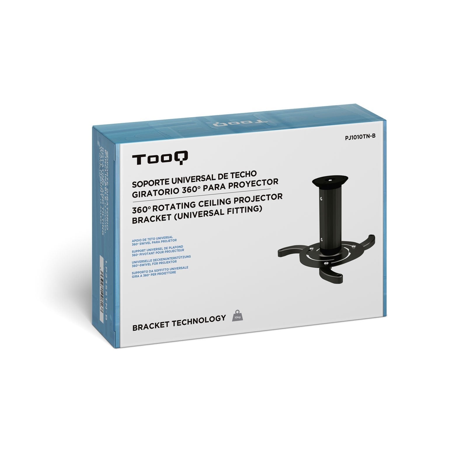 Tooq Soporte Universal De Techo Para Proyector - Inclinable Y Giratorio - Peso Max 10kg - Negro