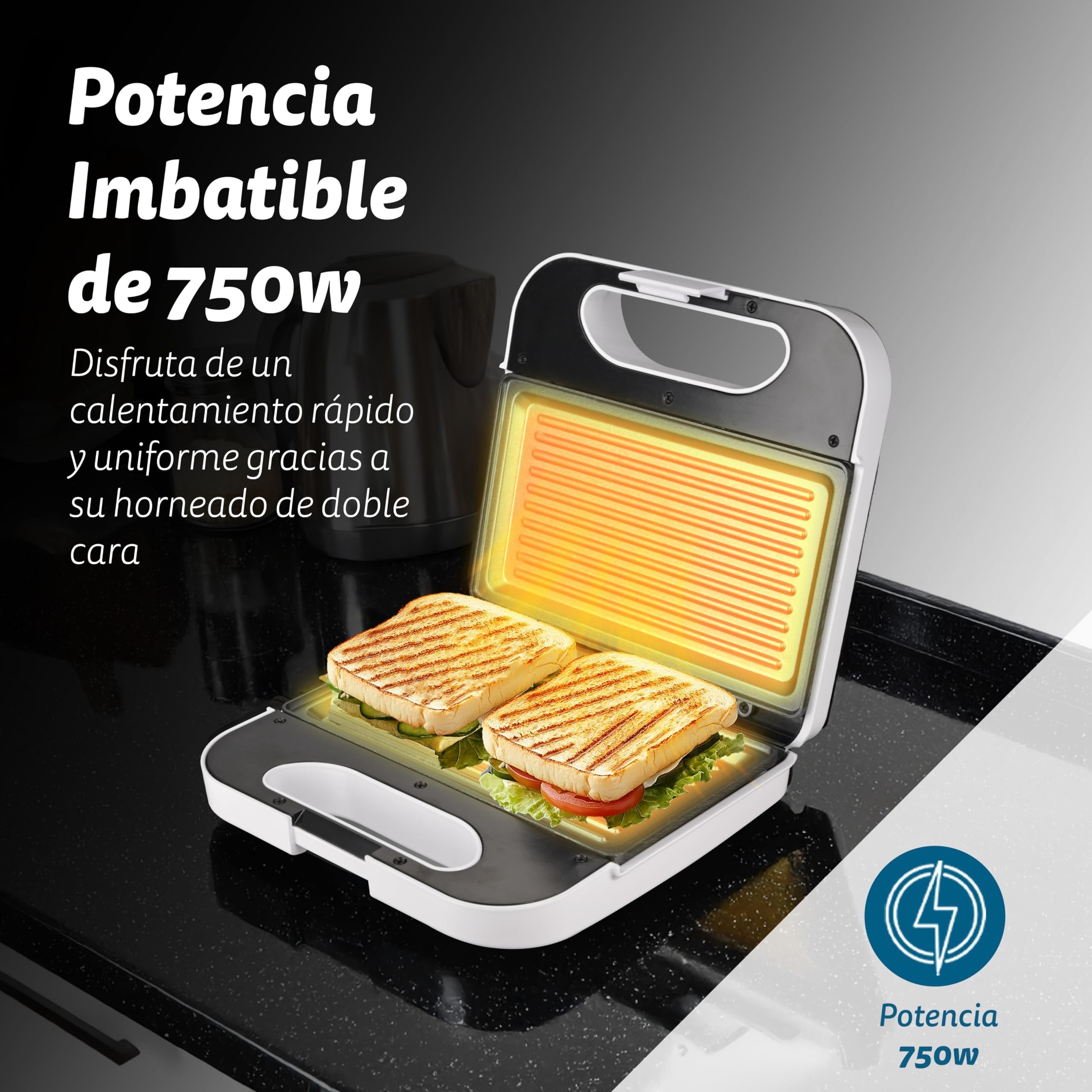 EAN 8426156018065 - Grunkel SAN-GRILLNG sandwichera 750 W Blanco imagen 2