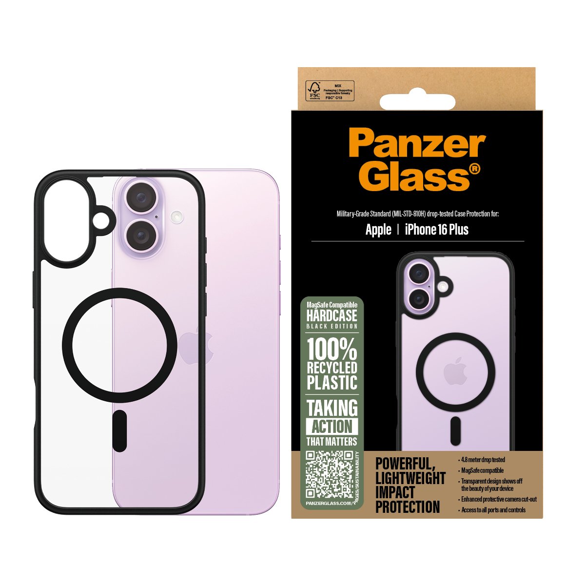 EAN 5715685003240 - PanzerGlass ® HardCase Transparent w. Black MagSafe & Frame iPhone 16 Plus funda para teléfono móvil Negr imagen 2
