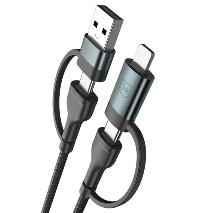Cable 3mk Hyper N-Series 2 In 2 A C To C Lightning 1.2m Qc 3.0 20v 3a 60w Black