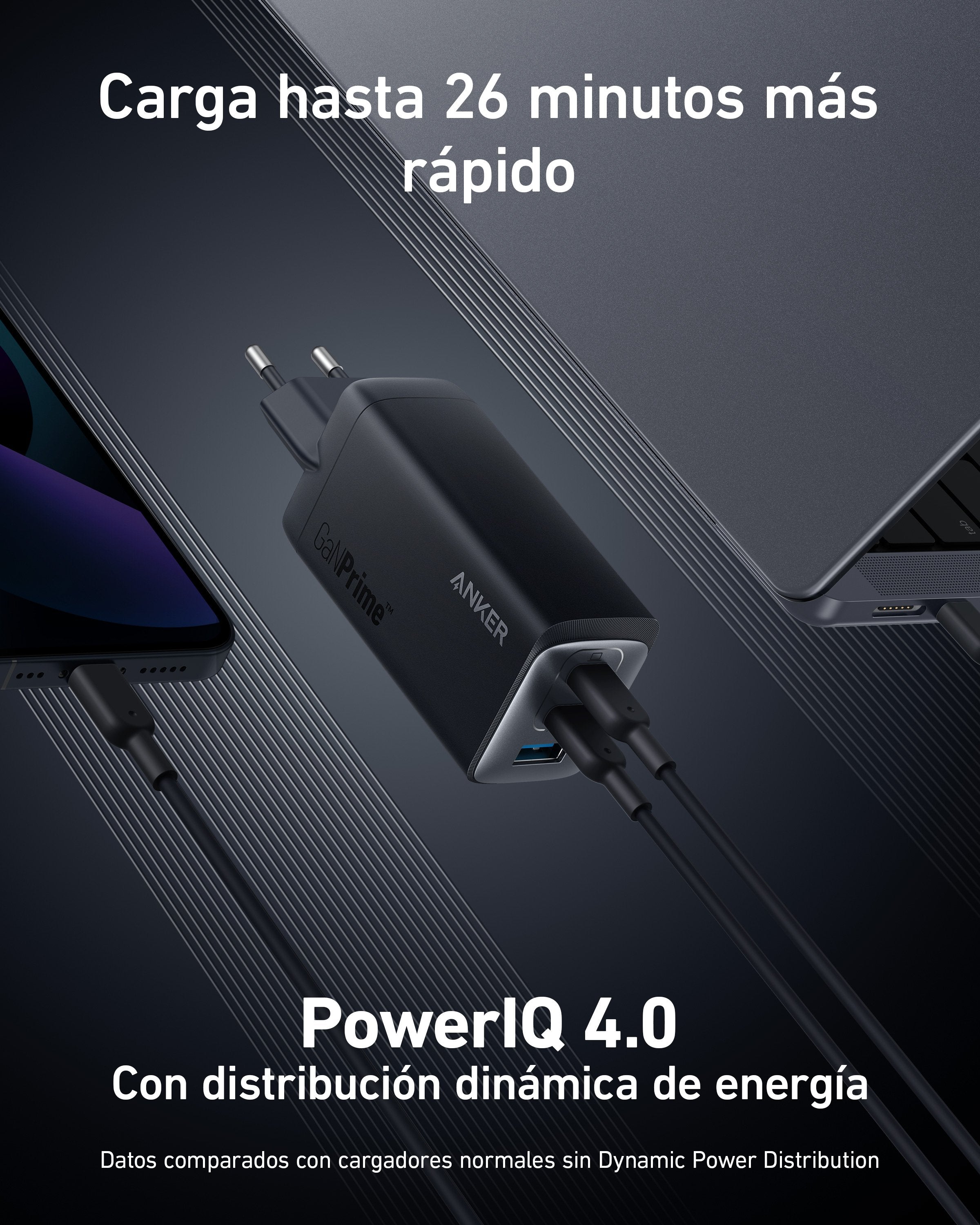 Cargador Pared Anker 737 Prime 120w 1a/2c Negro