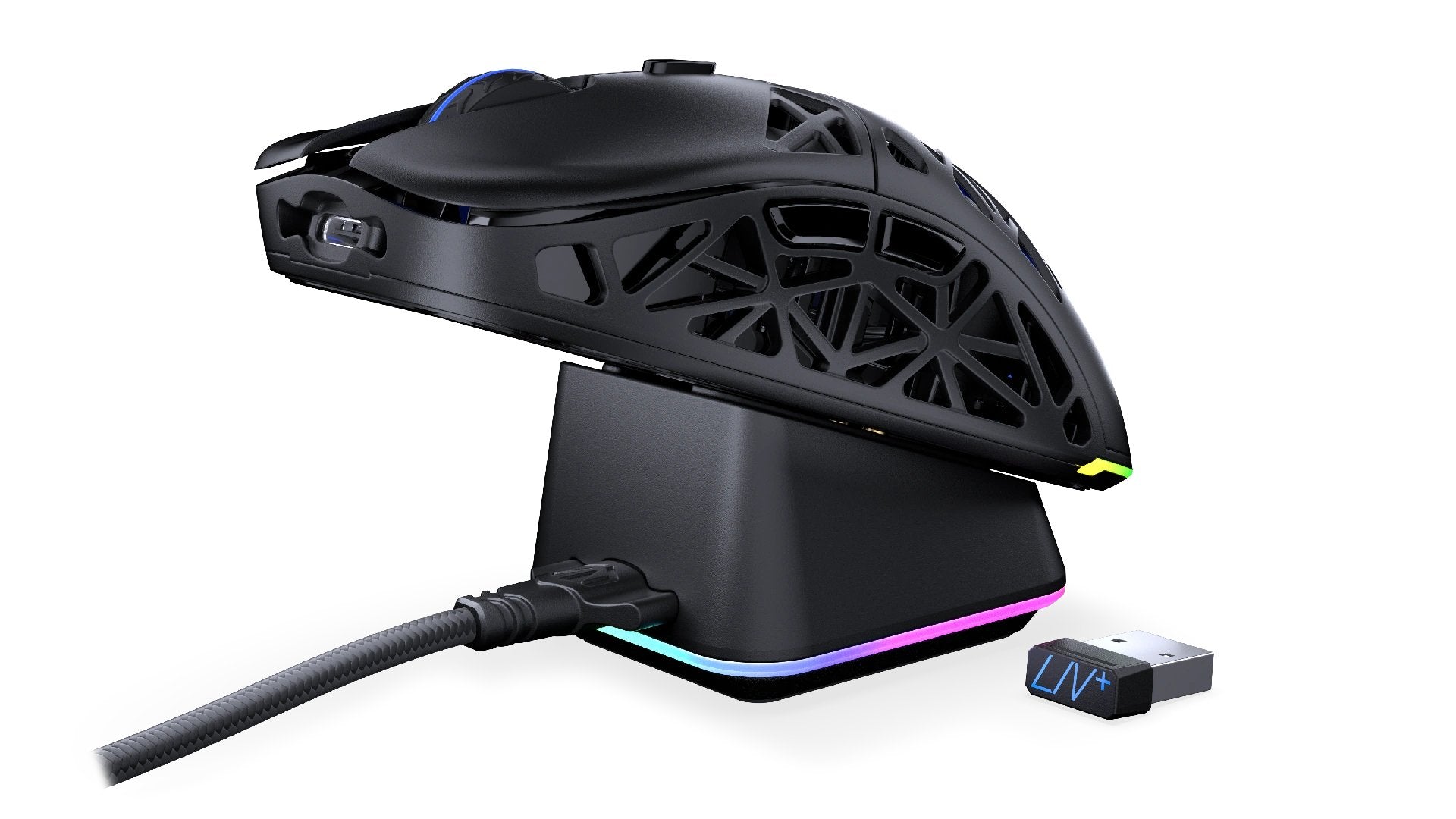 Ratón  Endorfy Liv Plus Wireless Gaming Negro, Incluye Estación De Carga Ey6a016
