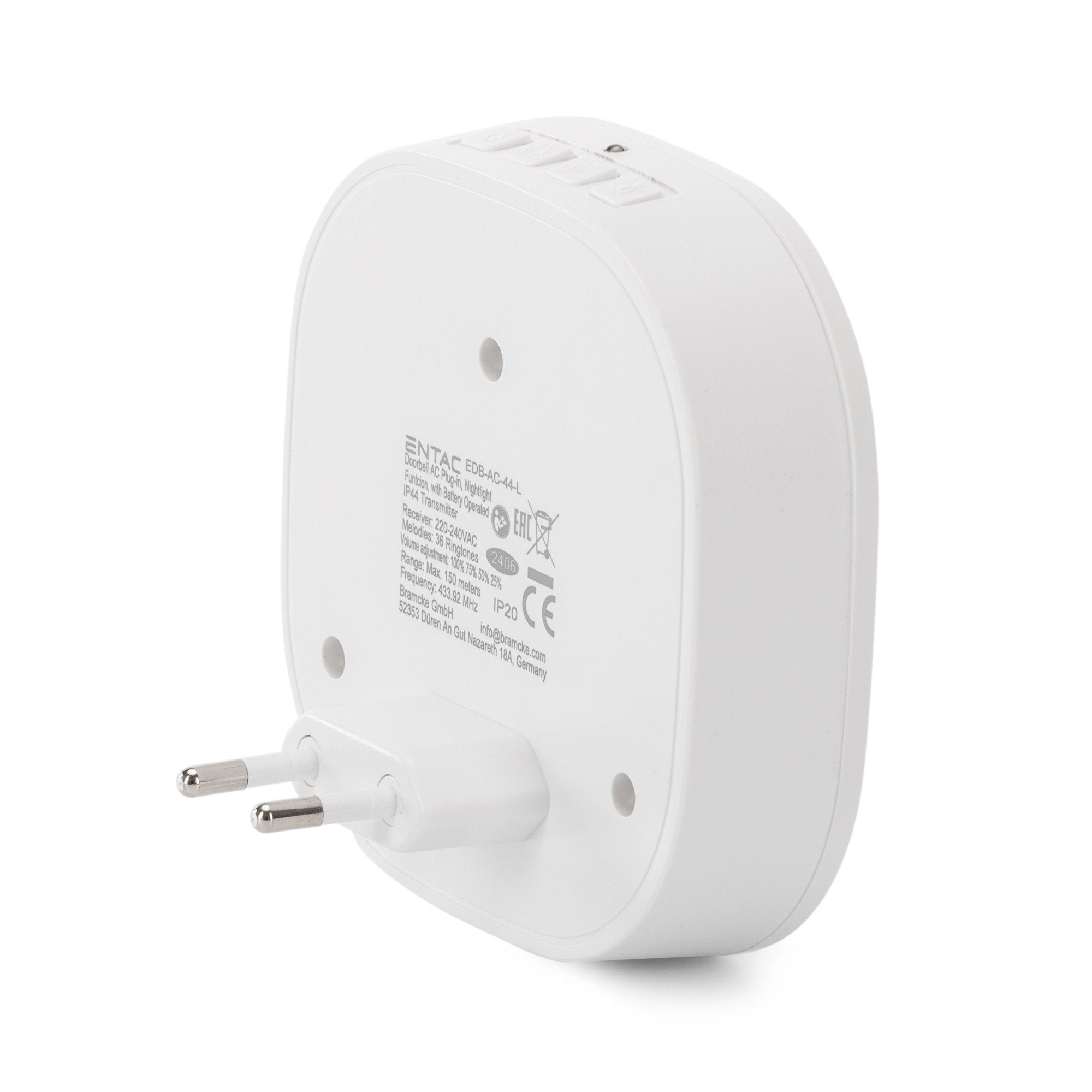 Entac Türklingel Ac Plug-In Nachtlicht Ip44-Sender 1xcr2032
