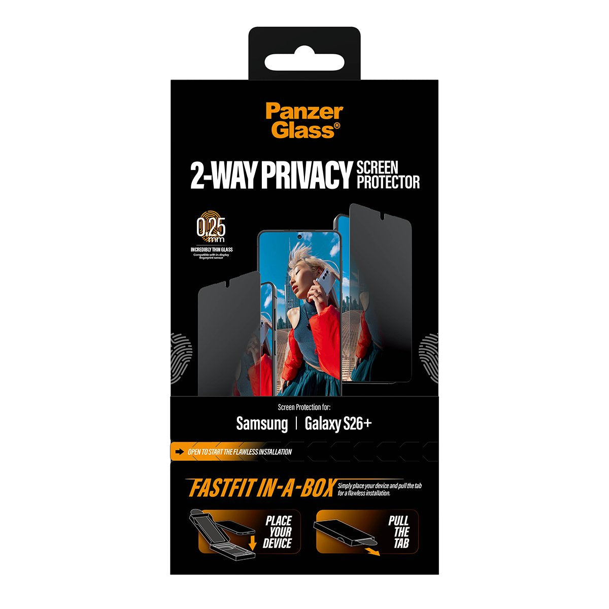 EAN 5715685033926 - PanzerGlass ® 2-Way Privacy Screen Protector Samsung Galaxy S26+ | Ultra-Wide Fit w. FASTFIT IN-A-BOX Pro imagen 3